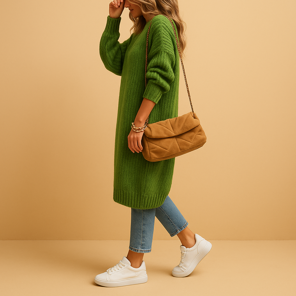 Women's classic knitted cardigan with a relaxed fit and open front, perfect for layering, casual wear, or cozy winter evenings.