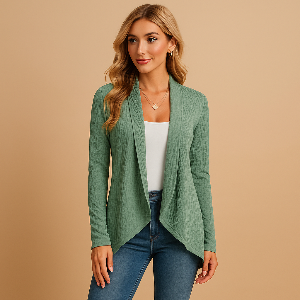 Women's long knitted cardigan with a soft texture and relaxed fit, perfect for layering, casual wear, and stylish everyday looks.