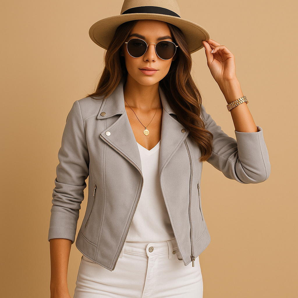 Women’s short summer jacket in lightweight breathable fabric, modern cut, and six elegant colors for daily wear, casual outfits, or travel.