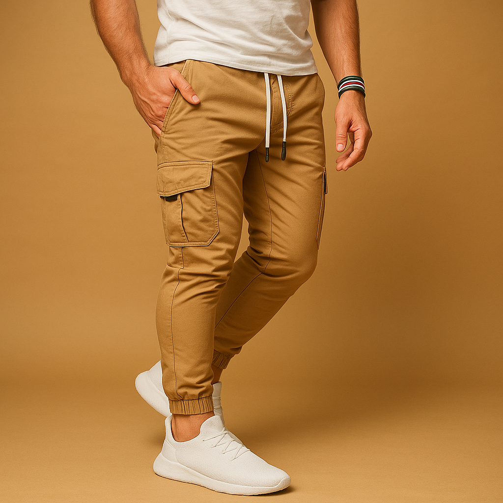 Men’s cargo pants with multiple pockets and straight-leg fit, ideal for outdoor activities, travel, or casual everyday wear.