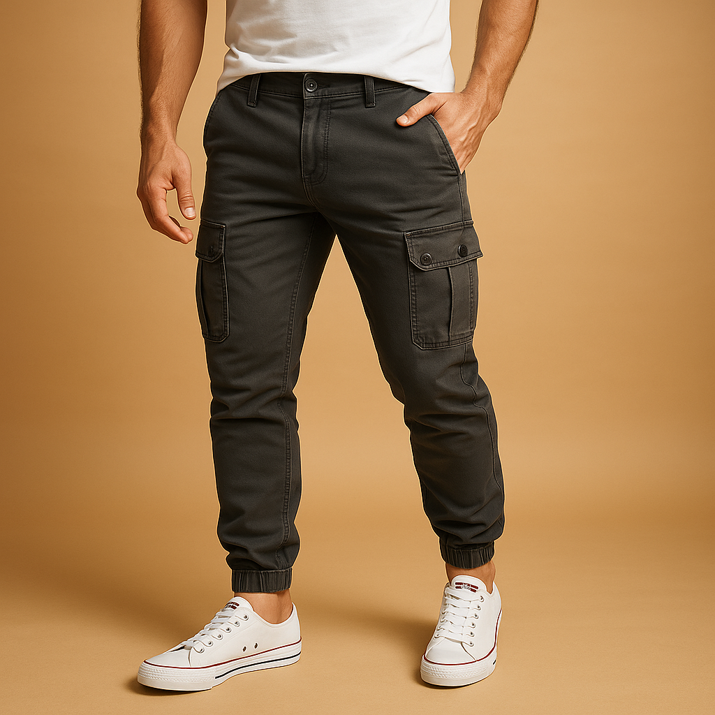 Men’s cargo pants with multiple pockets and straight-leg fit, ideal for outdoor activities, travel, or casual everyday wear.