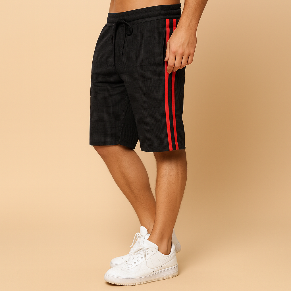 Men’s casual shorts with elastic waistband in black, beige, blue-gray, and army green — perfect for relaxed summer days and everyday wear.