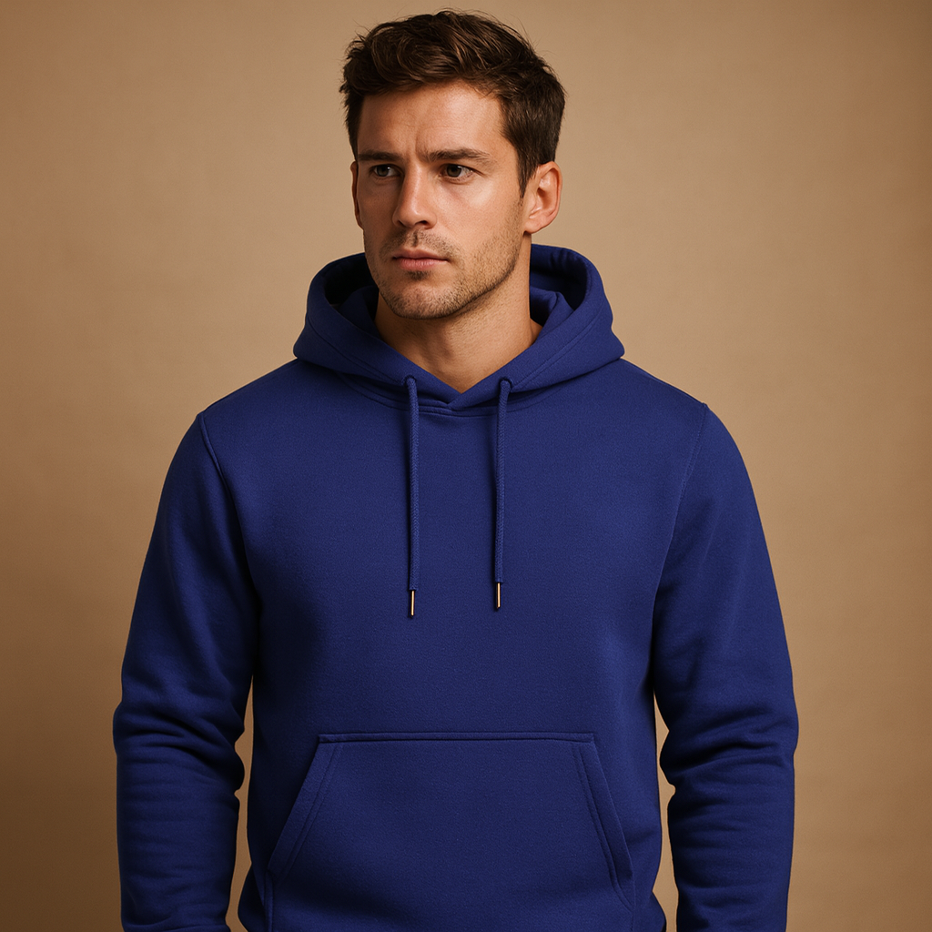 Men’s casual hoodie with adjustable hood and kangaroo pocket, made from soft fabric for everyday comfort and a sporty, versatile look.