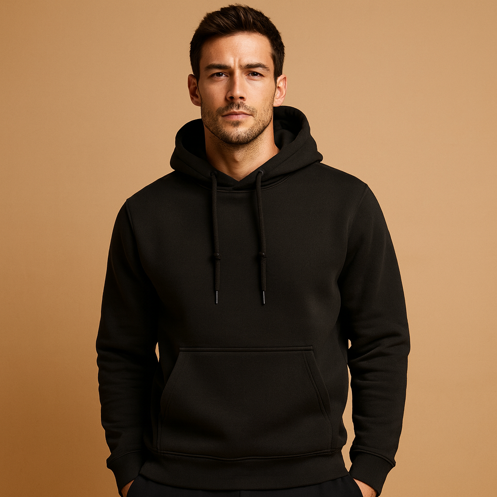 Men’s casual hoodie with adjustable hood and kangaroo pocket, made from soft fabric for everyday comfort and a sporty, versatile look.