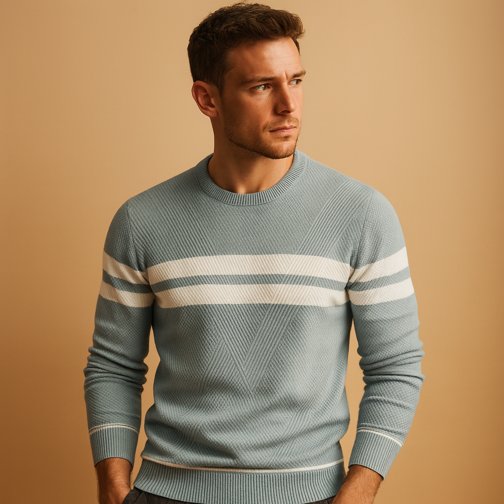 Casual round-neck sweater for men with soft fabric and comfortable fit, perfect for autumn and winter casual or everyday wear.