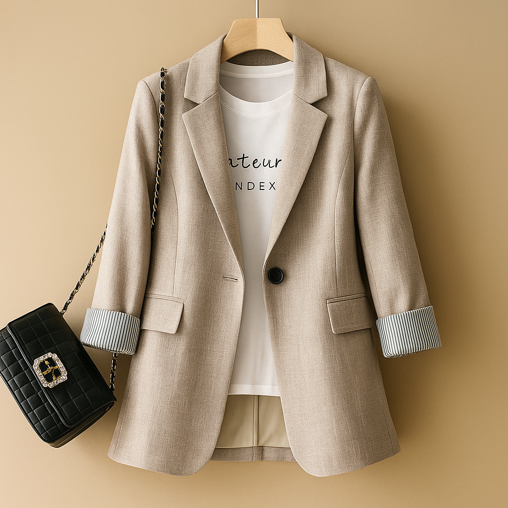 Women’s casual tailored blazer with regular fit and refined shaping, ideal for all-season office and everyday outfits.
