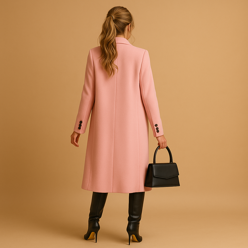 Women’s chic long winter coat with tailored fit and soft lining, suitable for daily wear, work, and casual winter outings.
