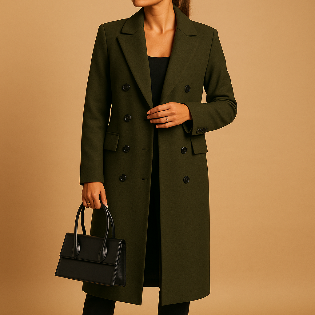 Women’s chic long winter coat with tailored fit and soft lining, suitable for daily wear, work, and casual winter outings.
