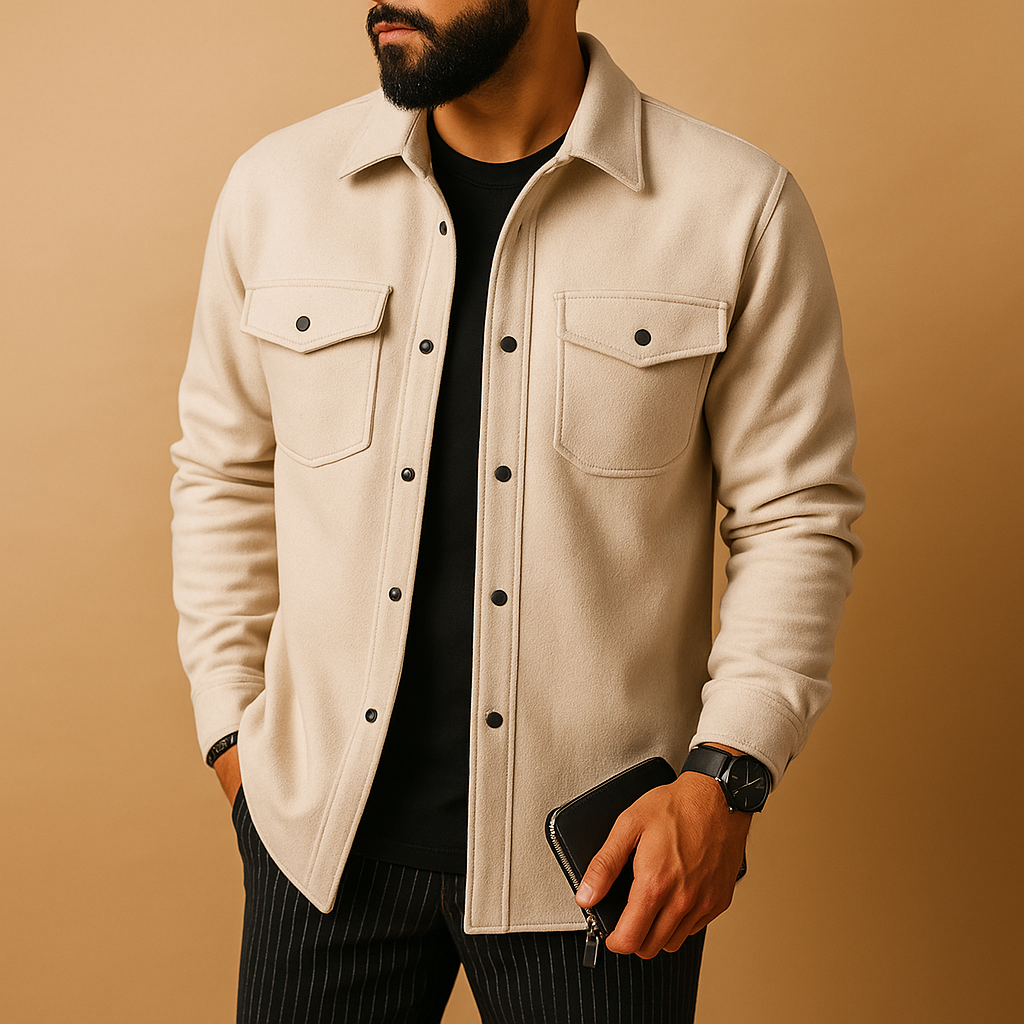 Men’s flannel shirt with long sleeves and button closure, ideal for autumn and winter casual or formal outfits.