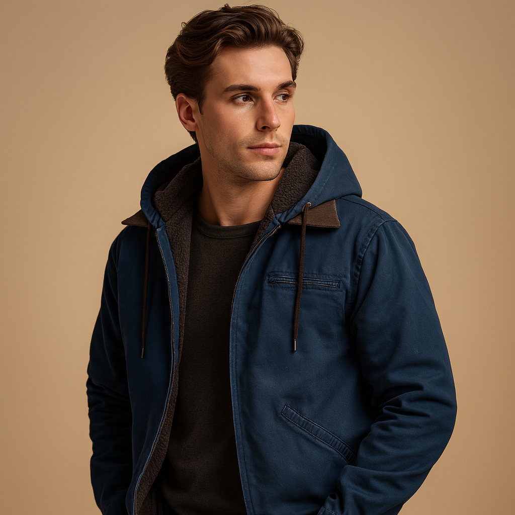 Men’s classic hooded zip up sweatshirt with a relaxed fit, soft inner lining, and full zipper, suitable for everyday wear in cooler weather.