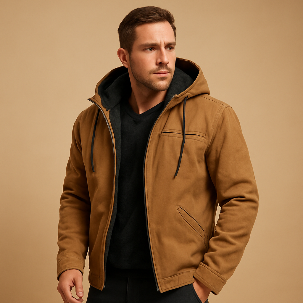 Men’s classic hooded zip up sweatshirt with a relaxed fit, soft inner lining, and full zipper, suitable for everyday wear in cooler weather.