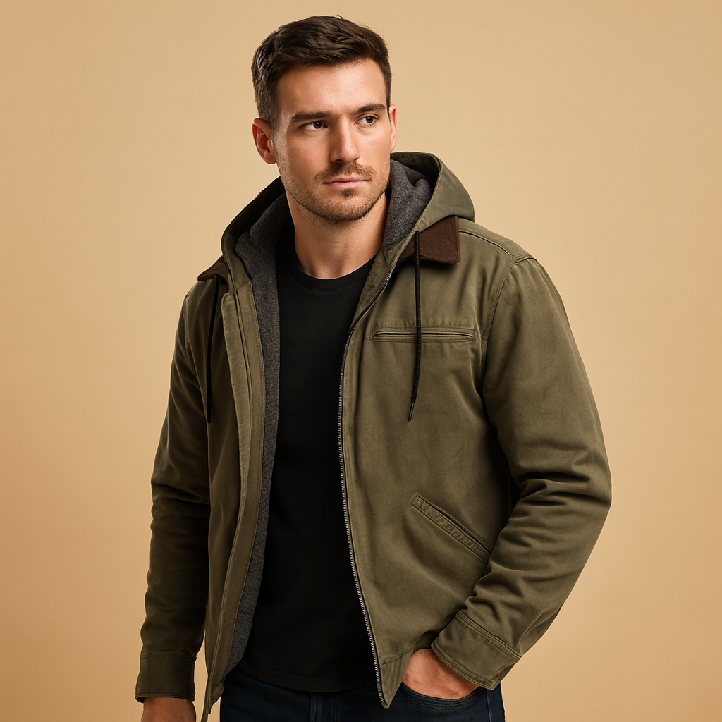 Men’s classic hooded zip up sweatshirt with a relaxed fit, soft inner lining, and full zipper, suitable for everyday wear in cooler weather.
