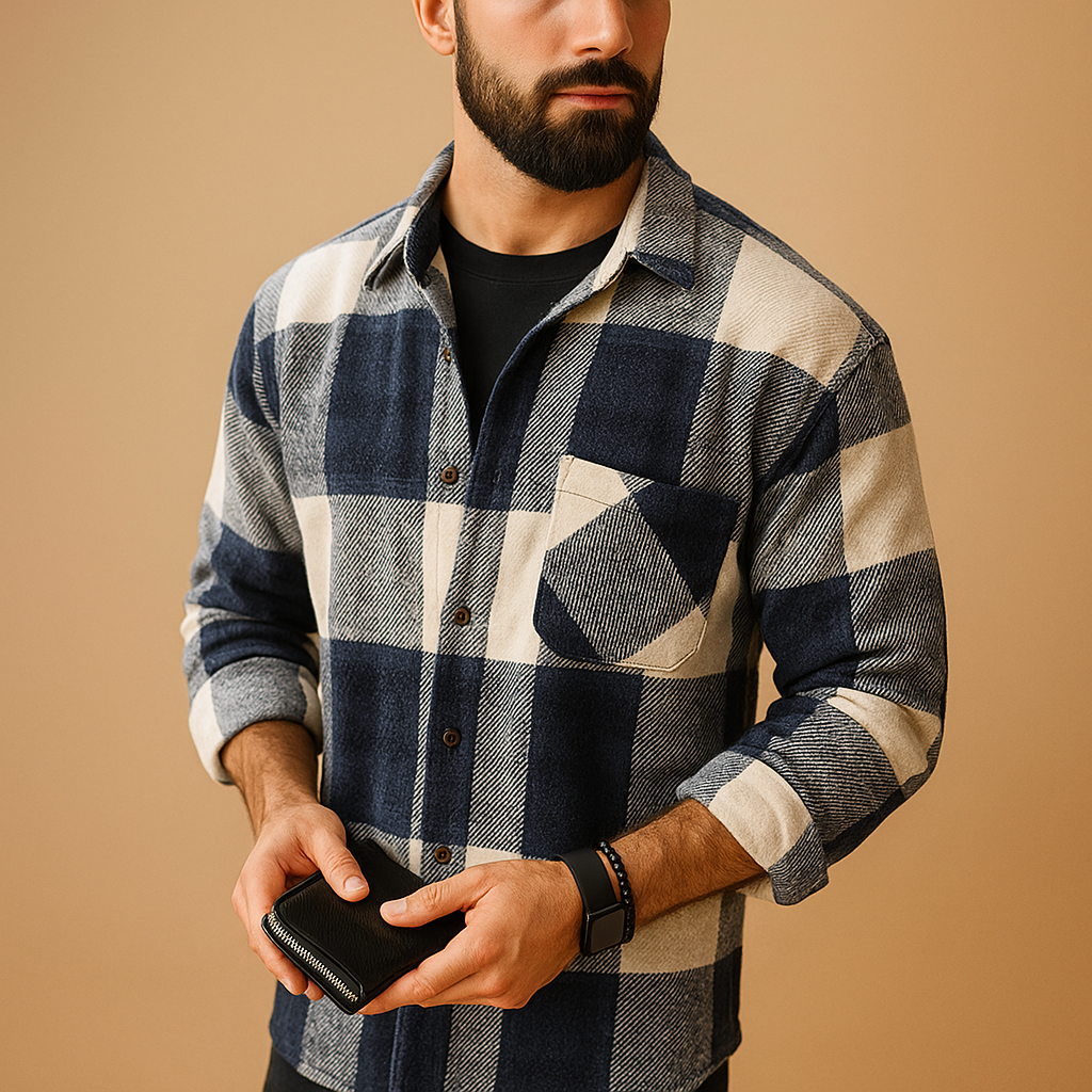 Men’s classic long sleeve shirt with solid design, lightweight and breathable, perfect for work, leisure, and formal wear.