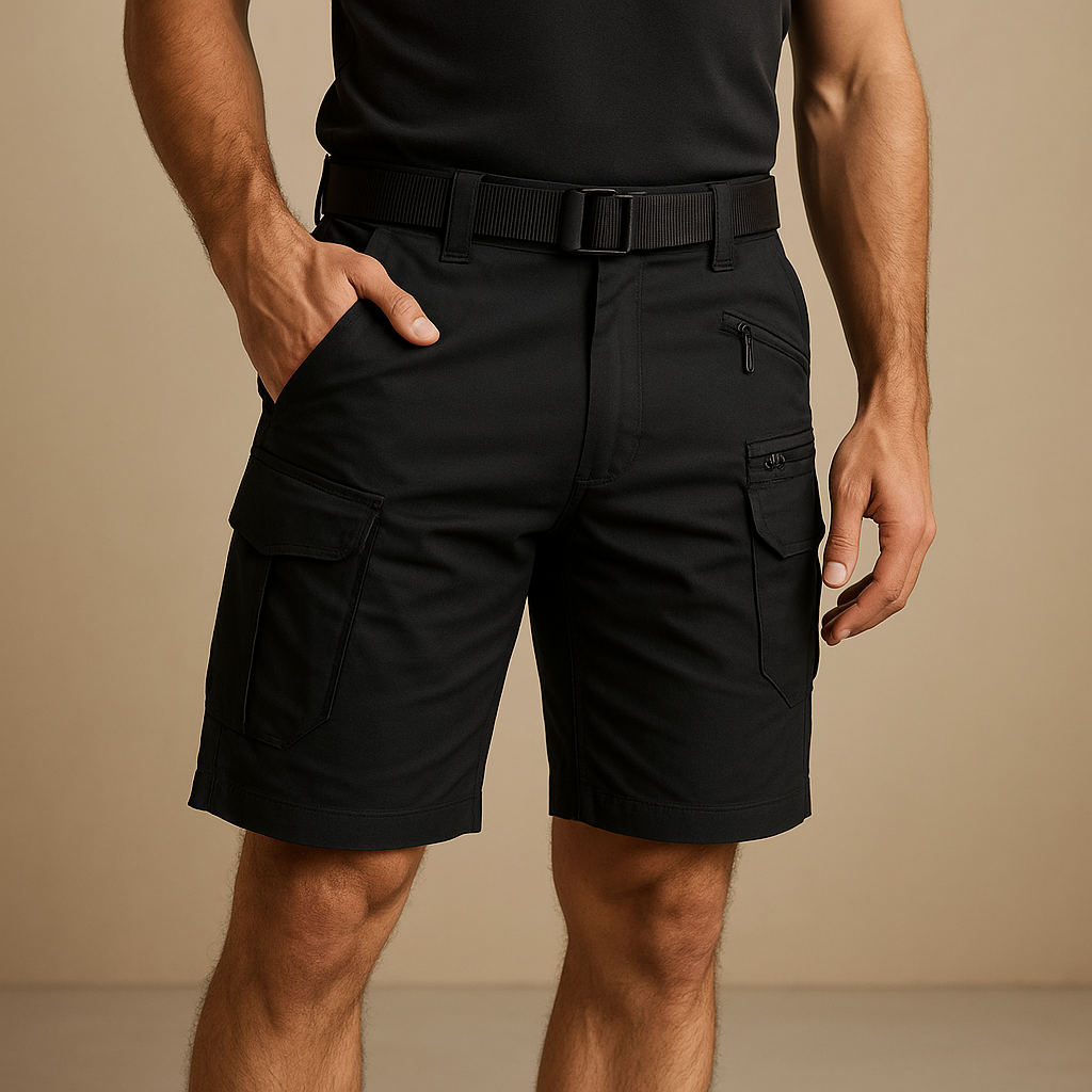 Men’s comfortable cargo shorts made from a soft cotton blend with multiple pockets, designed for outdoor adventures and everyday comfort.