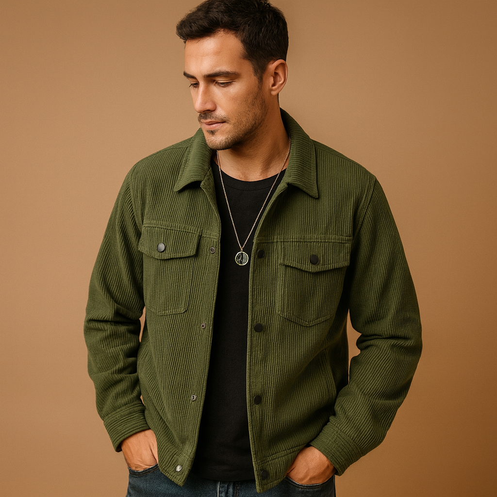 Men’s corduroy jacket with a relaxed fit and timeless design, ideal for everyday wear, leisure, and casual occasions across seasons.