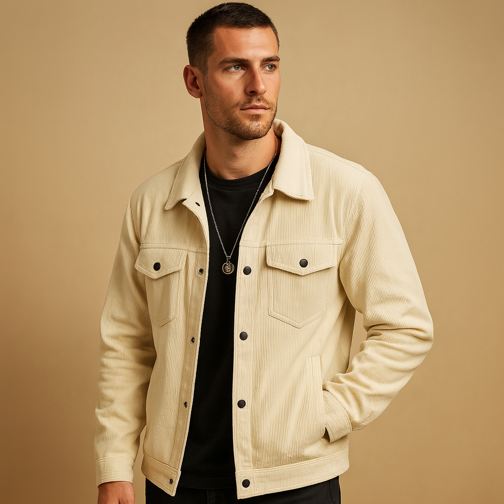 Men’s corduroy jacket with a relaxed fit and timeless design, ideal for everyday wear, leisure, and casual occasions across seasons.