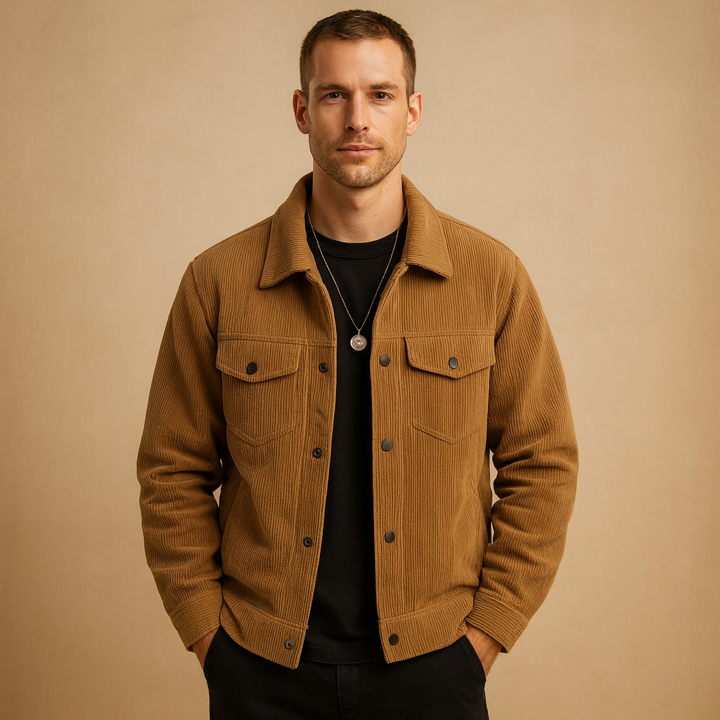 Men’s corduroy jacket with a relaxed fit and timeless design, ideal for everyday wear, leisure, and casual occasions across seasons.