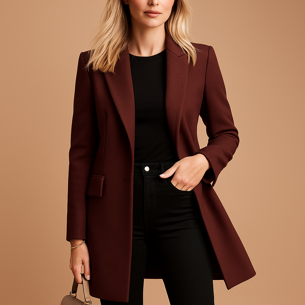 Double-breasted trench coat for women with tailored fit and classic details, perfect for formal events, workdays, or stylish everyday wear.