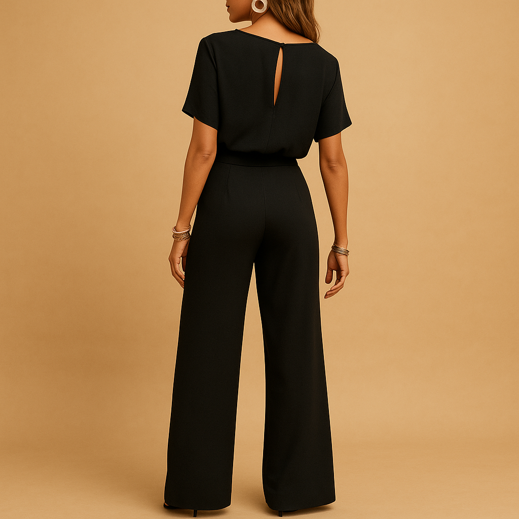 Elegant tailored jumpsuit with flowy sleeves for women, perfect for formal occasions, galas, weddings, and sophisticated evening wear.