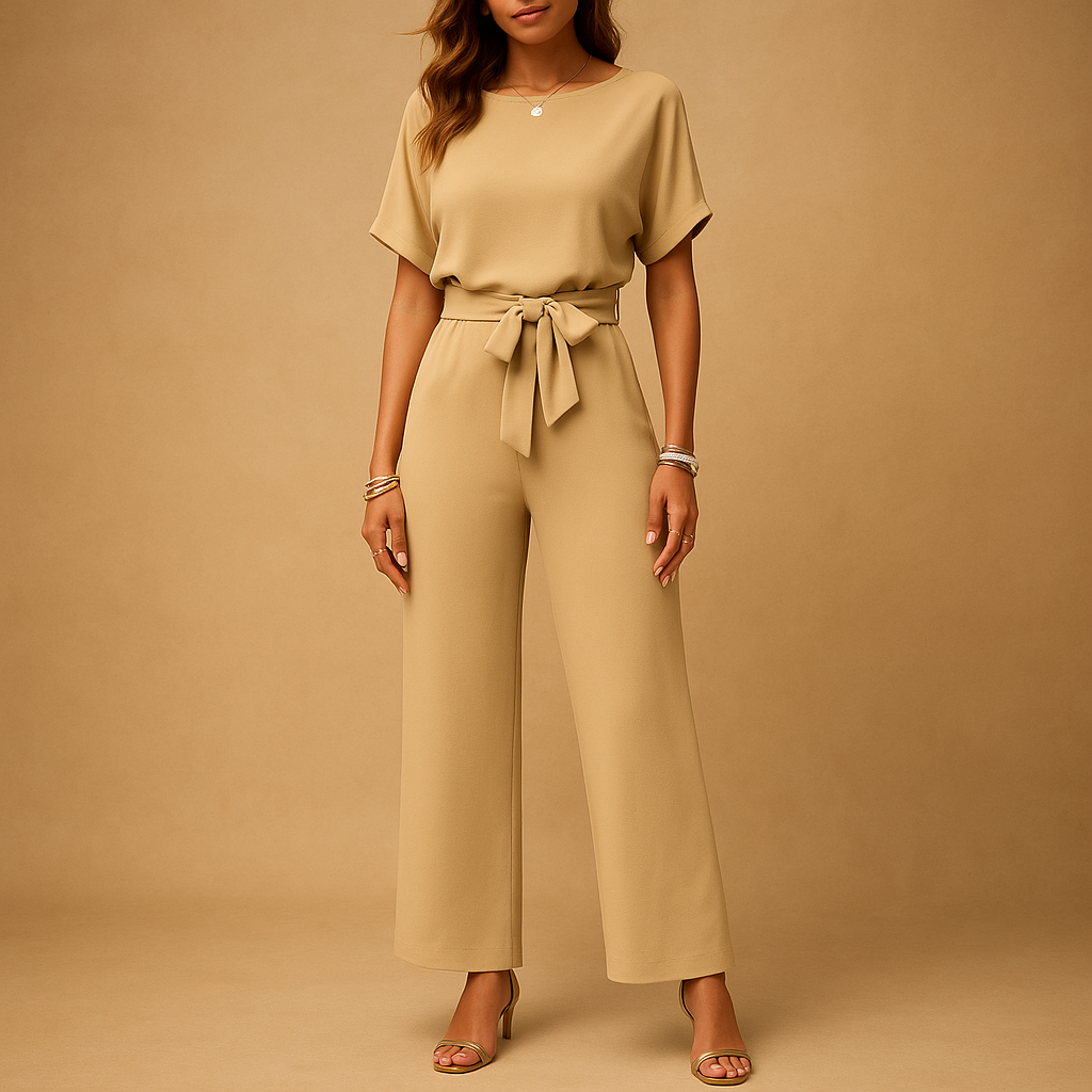 Elegant tailored jumpsuit with flowy sleeves for women, perfect for formal occasions, galas, weddings, and sophisticated evening wear.