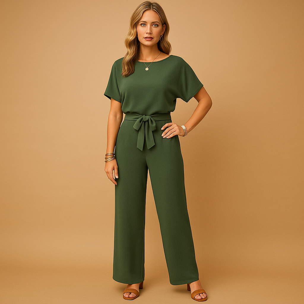 Elegant tailored jumpsuit with flowy sleeves for women, perfect for formal occasions, galas, weddings, and sophisticated evening wear.