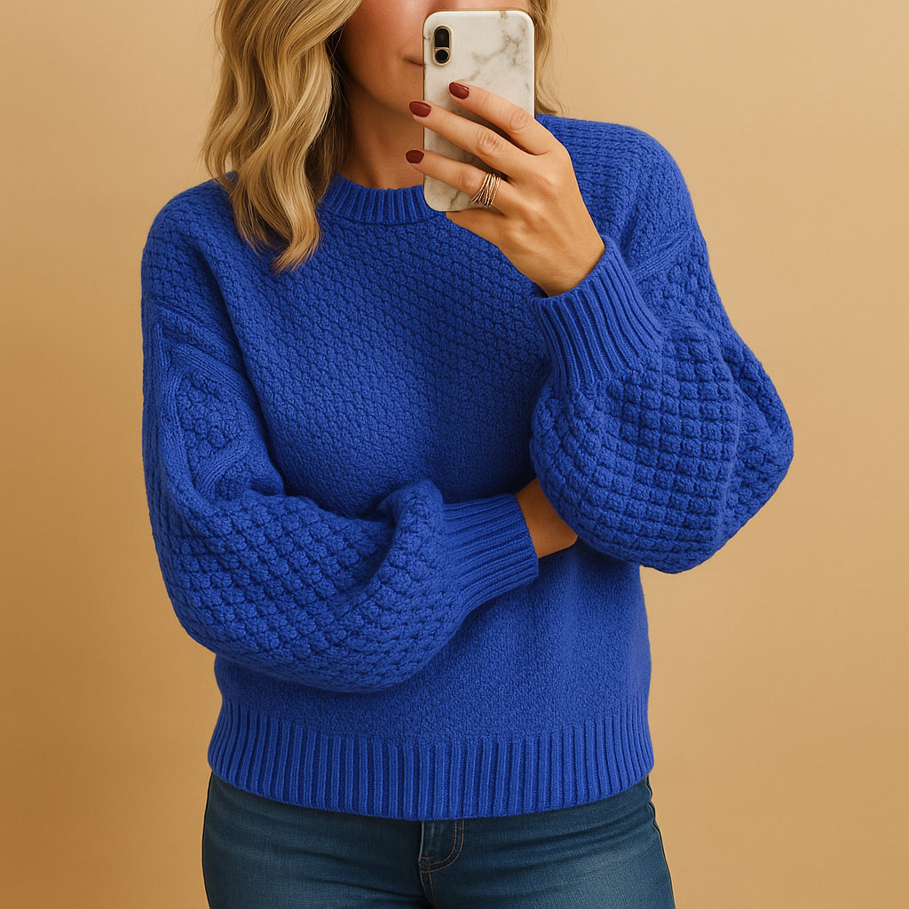 Elegant knit sweater for women with comfortable fit, soft warm fabric, and timeless style. Ideal for casual wear or formal occasions in autumn and winter.