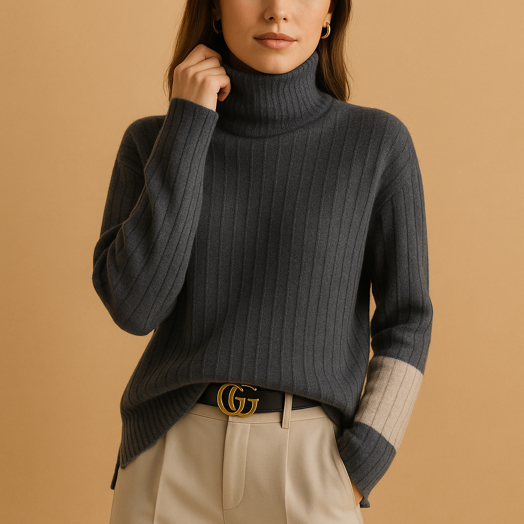 Women’s elegant turtleneck sweater with slim fit, soft breathable fabric, and high neckline, ideal for work, casual occasions, or layered seasonal outfits.