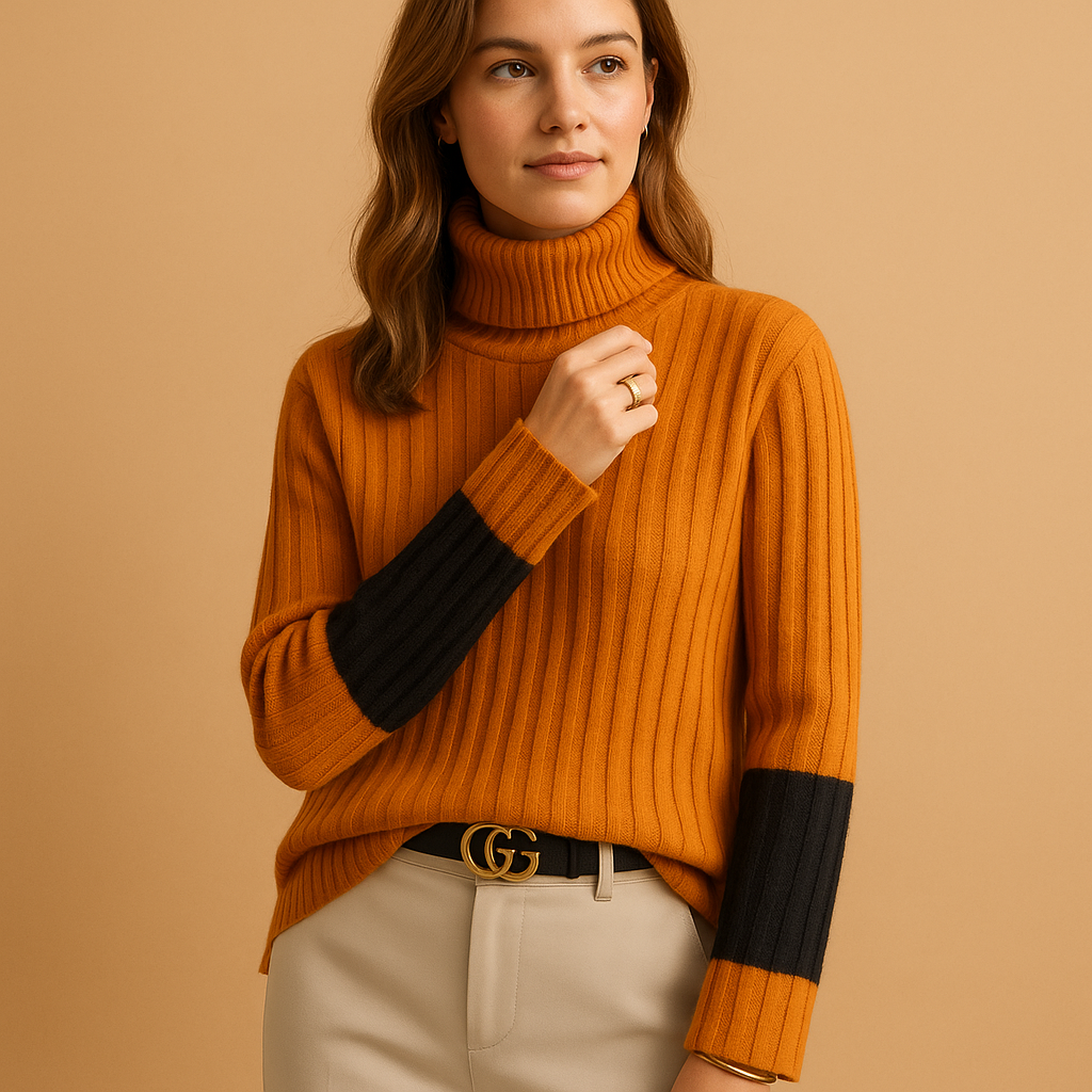 Women’s elegant turtleneck sweater with slim fit, soft breathable fabric, and high neckline, ideal for work, casual occasions, or layered seasonal outfits.