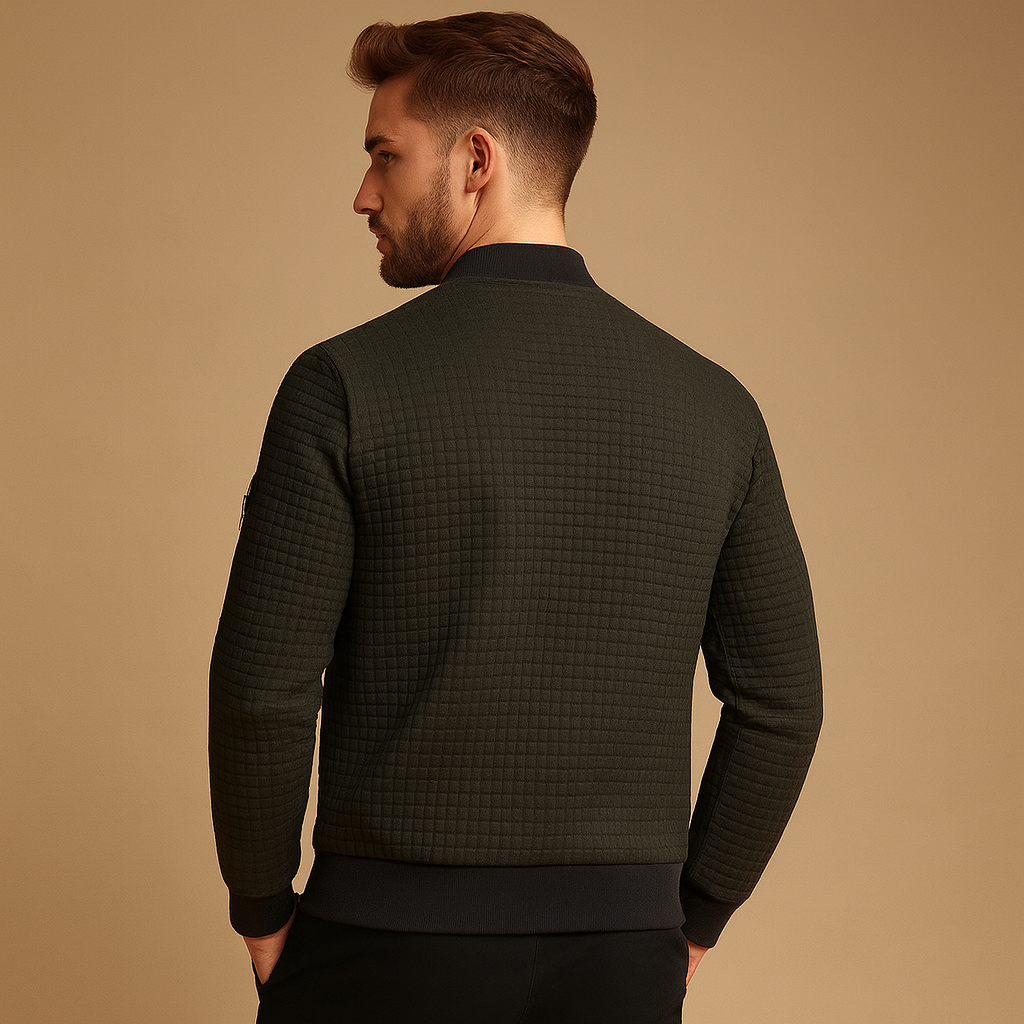 Men’s half zip cable knit sweater with a classic design and regular fit, ideal for autumn and winter wear, offering warmth and timeless style.