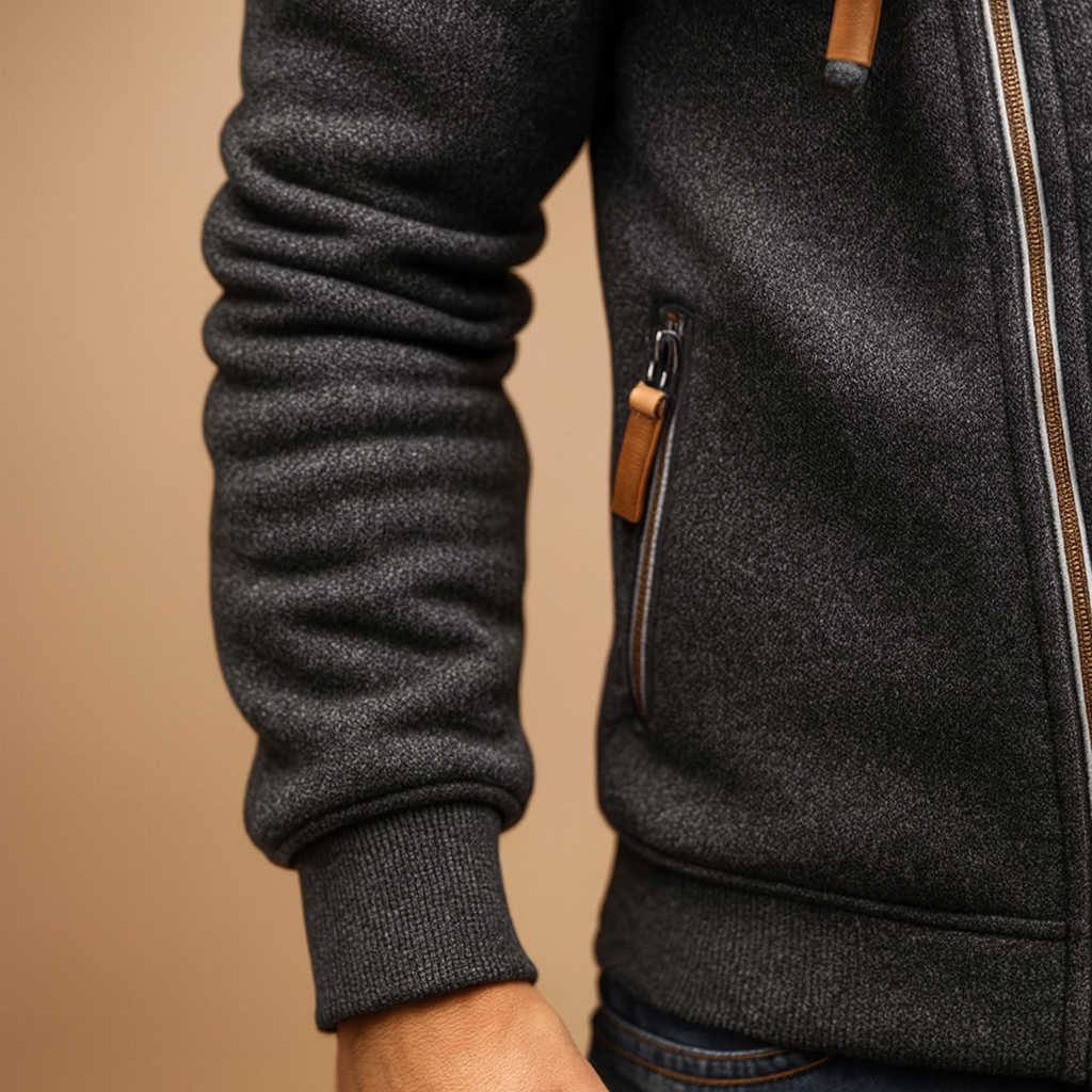 Comfortable hooded cardigan for men with pockets and modern design, perfect for casual and semi-formal outfits in autumn and winter.
