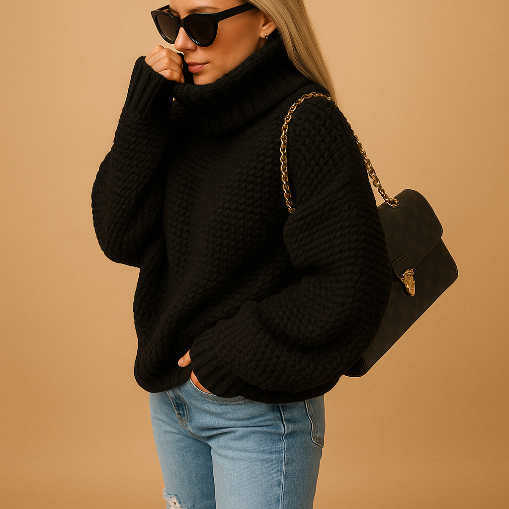 Women’s knitted pullover sweater with relaxed fit and breathable knit, ideal for warmth, daily wear, and versatile winter layering.