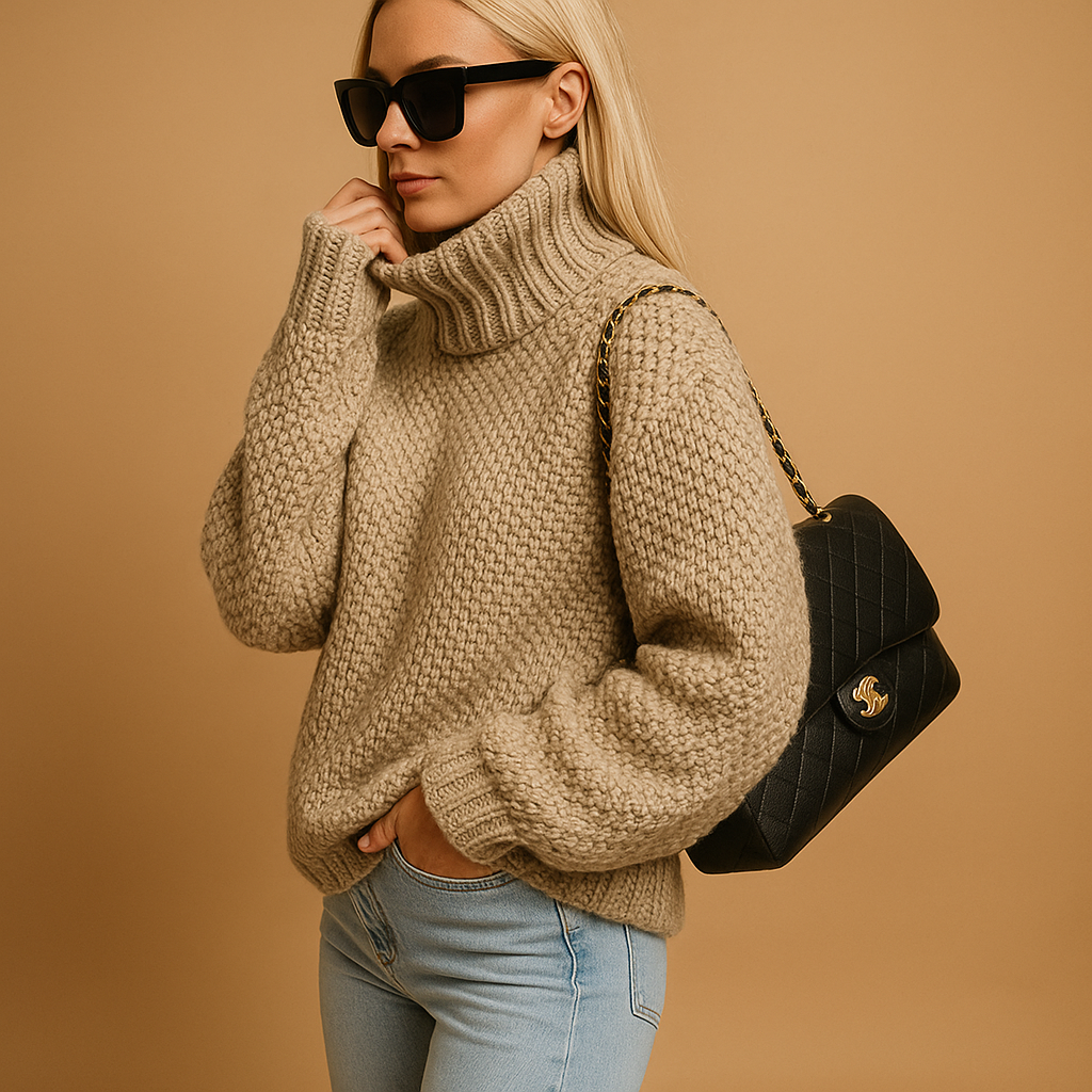 Women’s knitted pullover sweater with relaxed fit and breathable knit, ideal for warmth, daily wear, and versatile winter layering.