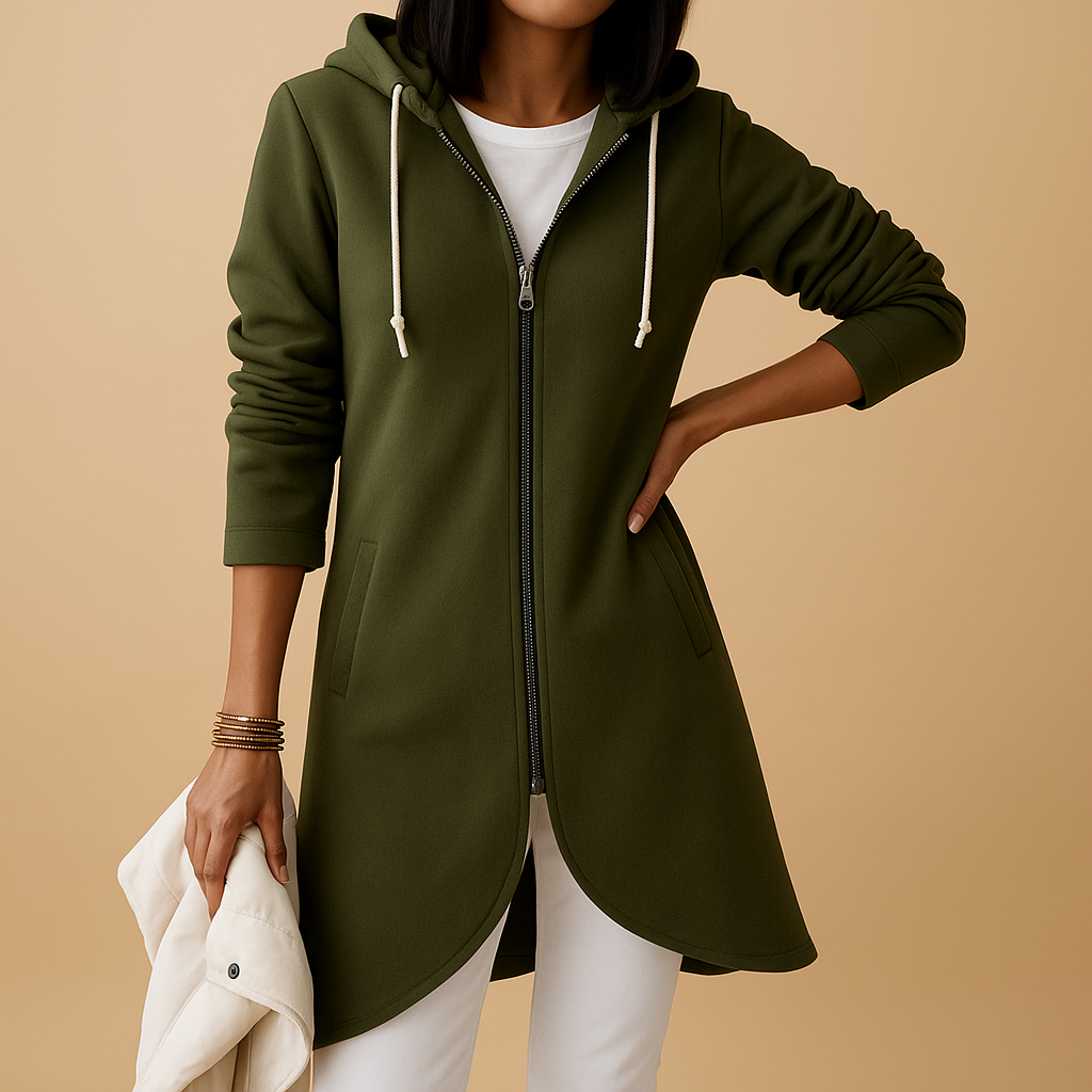 Women’s knitted zip cardigan in cotton blend with relaxed silhouette, available in beige, black, khaki, pink, and grey for stylish everyday wear.