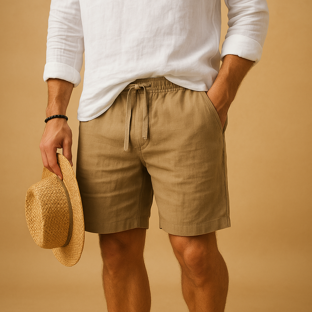 Men’s light summer shorts with drawstring and side pockets, perfect for warm days, beach trips, and everyday leisure wear.