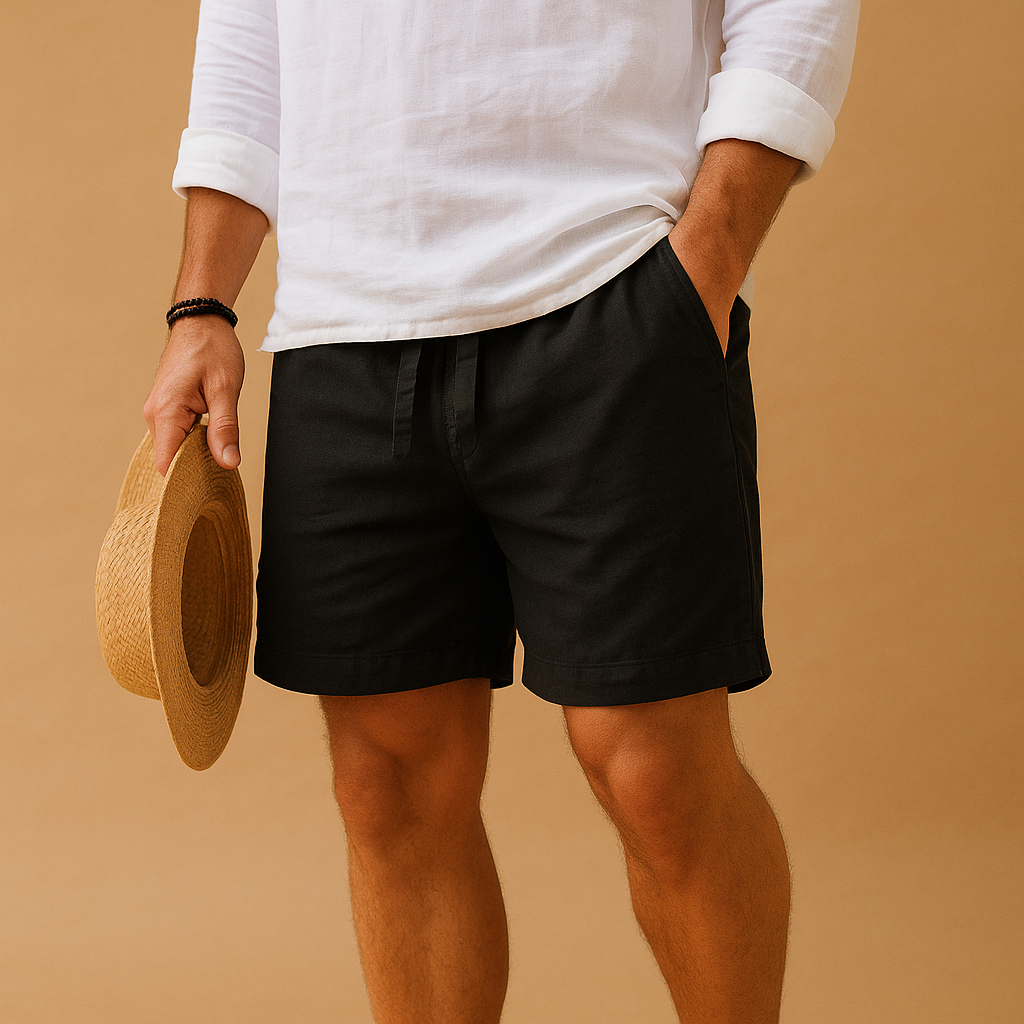 Men’s light summer shorts with drawstring and side pockets, perfect for warm days, beach trips, and everyday leisure wear.