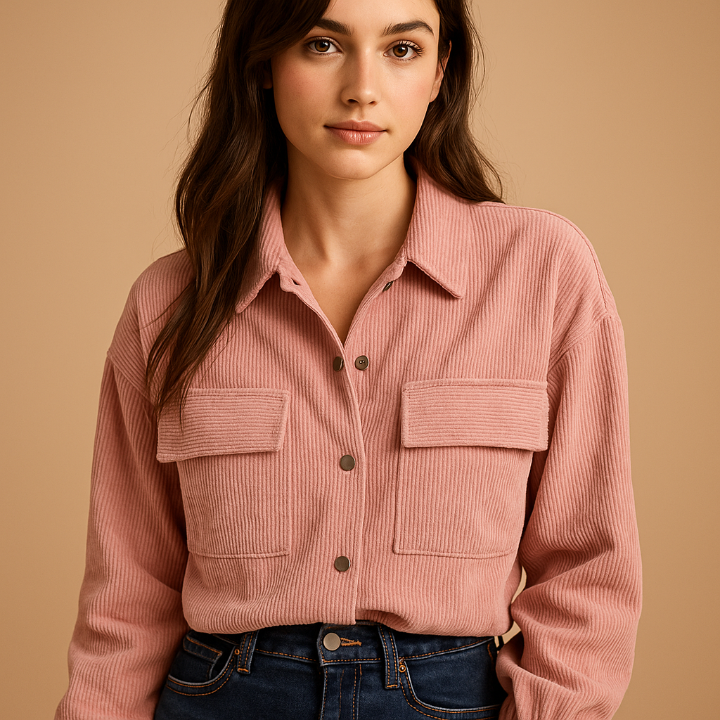 Women’s lightweight corduroy summer jacket with a breathable fit, ideal for everyday wear, casual outings, and stylish summer layering.