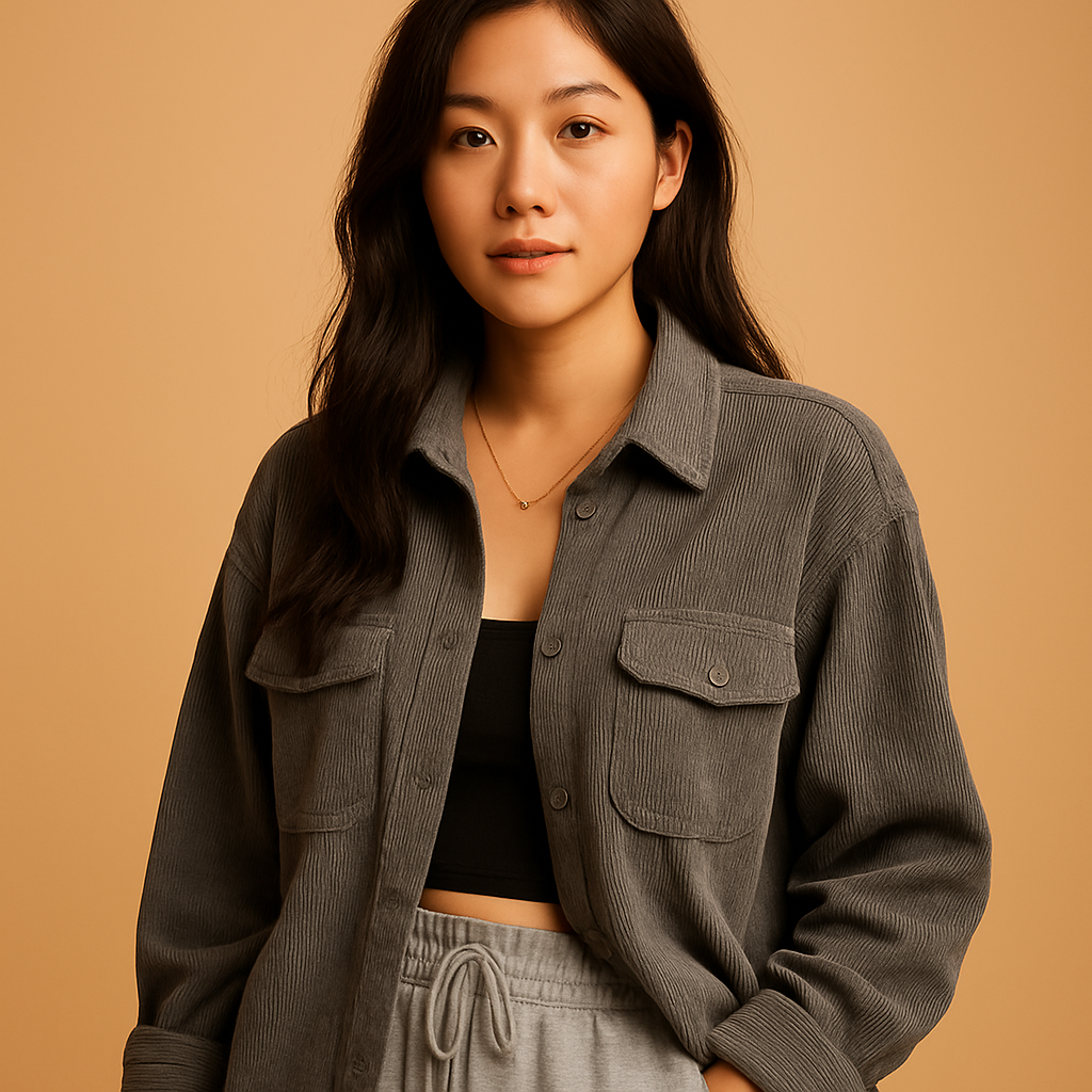 Women’s lightweight corduroy summer jacket with a breathable fit, ideal for everyday wear, casual outings, and stylish summer layering.