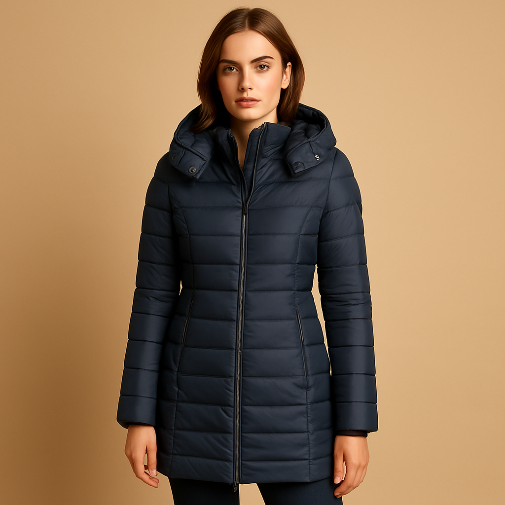 Lightweight quilted puffer jacket for women with sustainable natural filling, available in vibrant seasonal colors for autumn, winter, and spring.