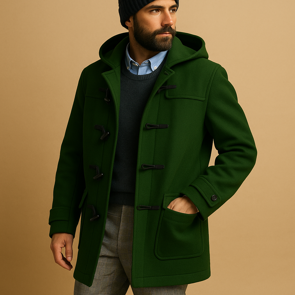 Men’s long winter coat with extended cut, designed for warmth, comfort, and everyday winter wear in cold weather.