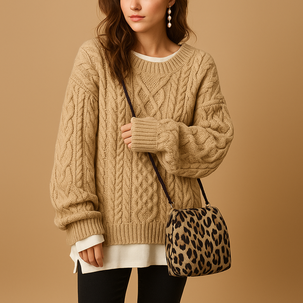 Oversized chunky knit sweater for women with dropped shoulders, extra-long sleeves, and soft breathable fabric. Perfect for casual and layered winter looks.