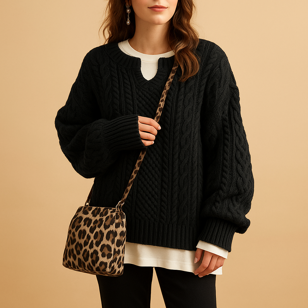Oversized chunky knit sweater for women with dropped shoulders, extra-long sleeves, and soft breathable fabric. Perfect for casual and layered winter looks.