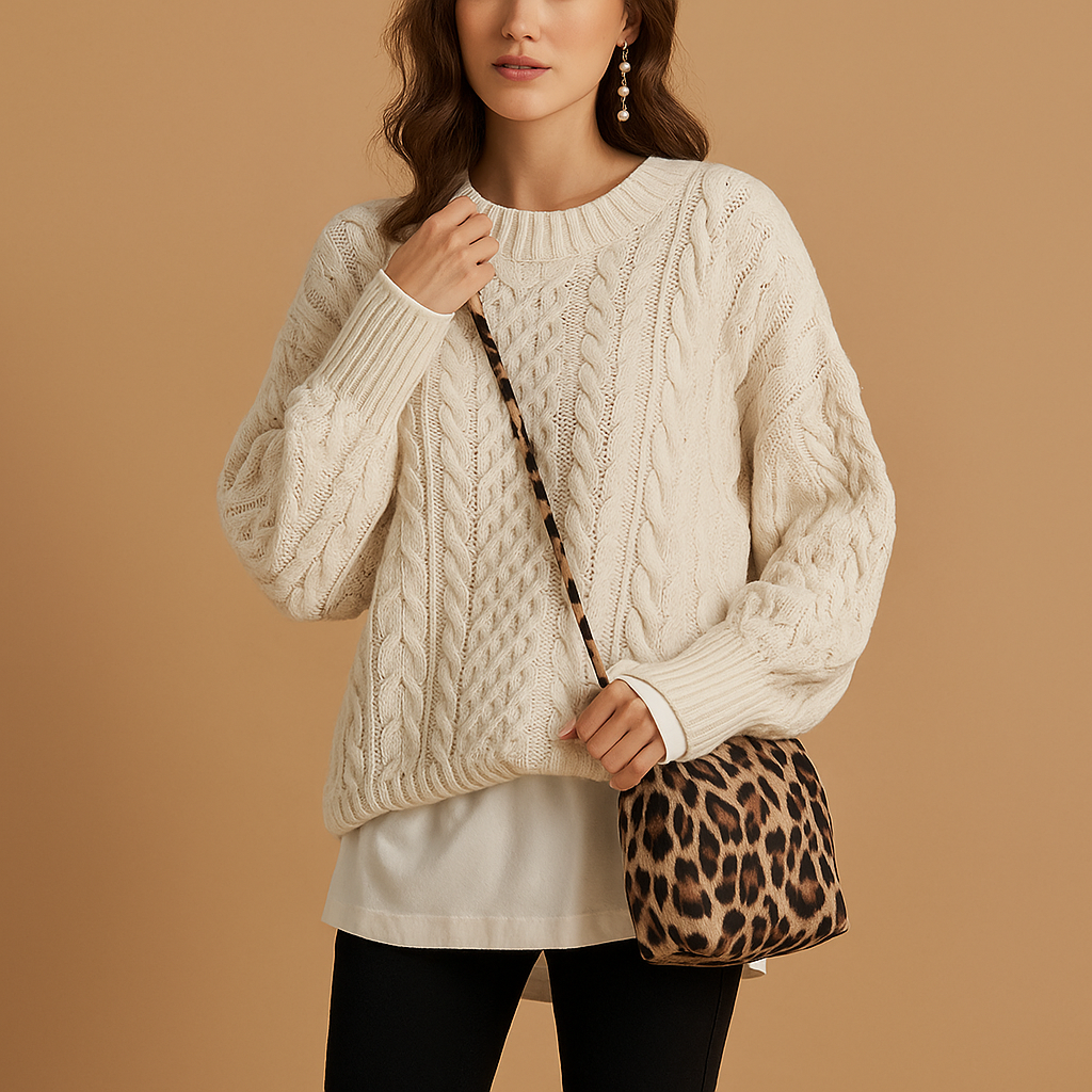 Oversized chunky knit sweater for women with dropped shoulders, extra-long sleeves, and soft breathable fabric. Perfect for casual and layered winter looks.