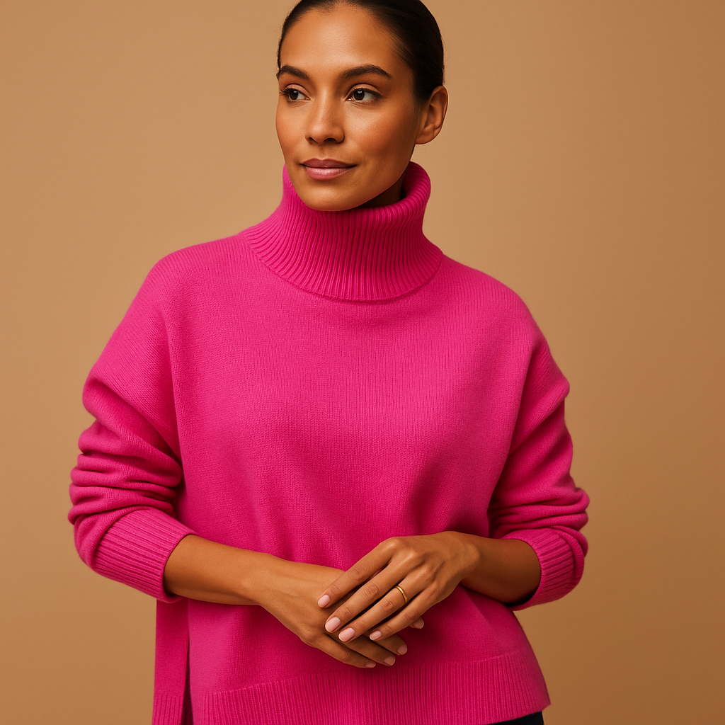 Oversized turtleneck sweater for women with flattering loose silhouette, soft breathable knit, and elegant design. Ideal for casual or layered winter looks.