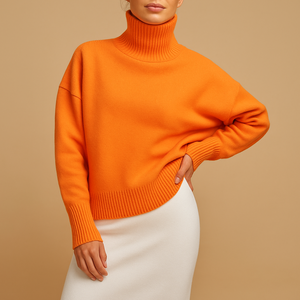 Oversized turtleneck sweater for women with flattering loose silhouette, soft breathable knit, and elegant design. Ideal for casual or layered winter looks.