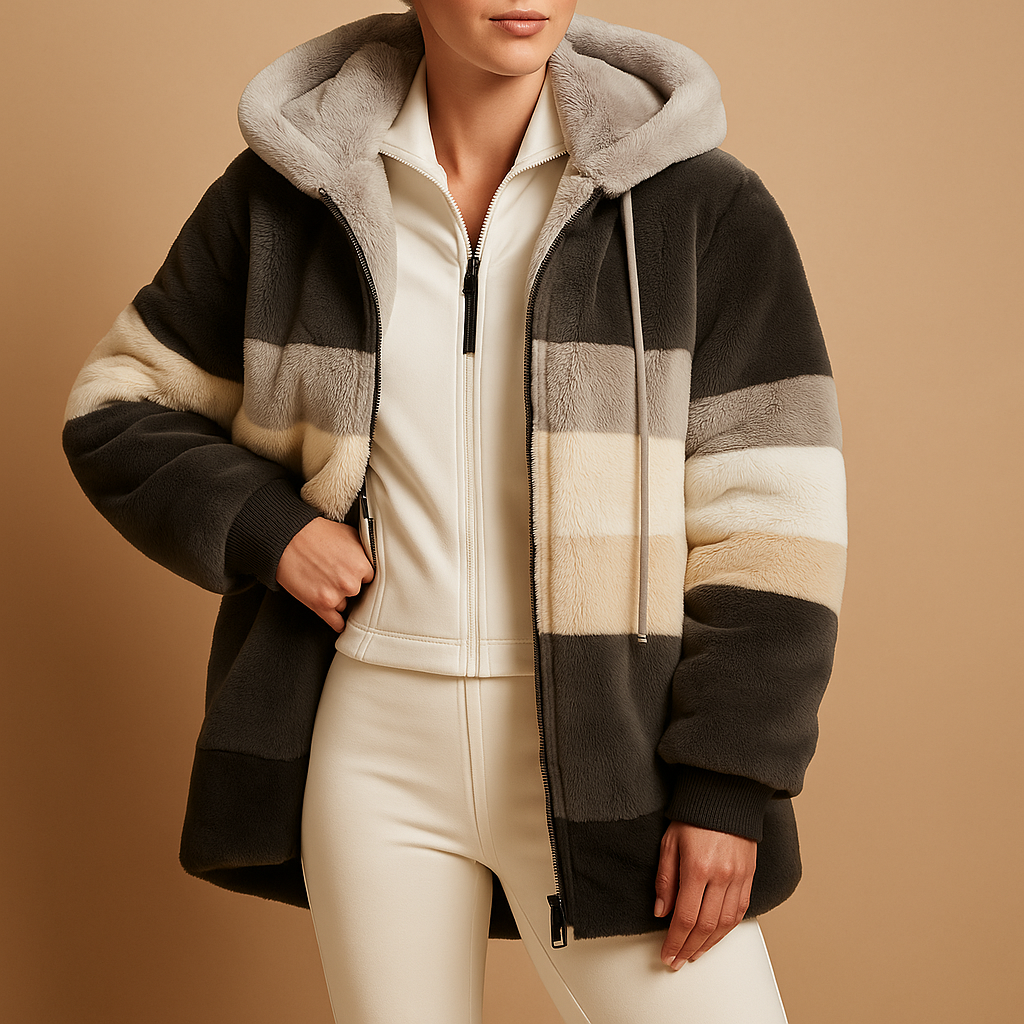 Women’s oversized vintage knitted jacket with side pockets, warm and stylish, available in six vintage-inspired colors.