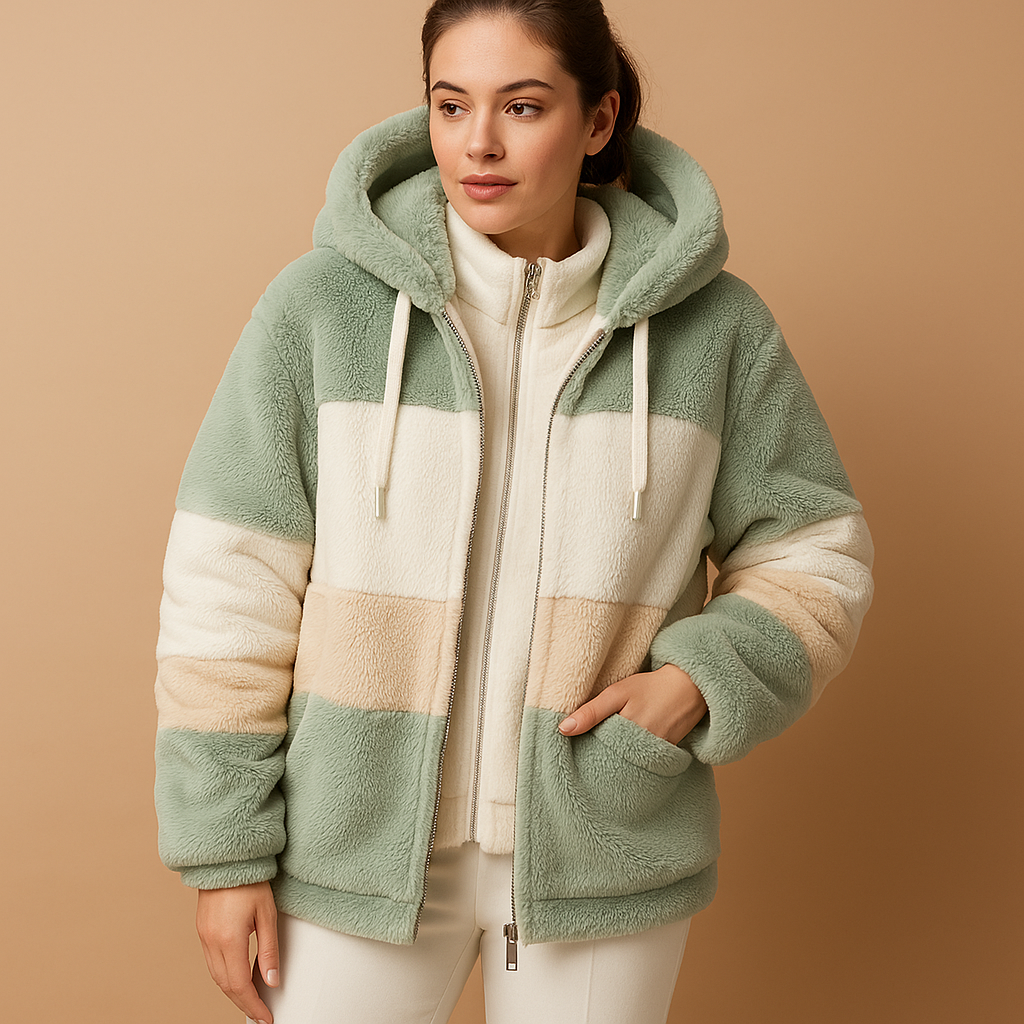 Women’s oversized vintage knitted jacket with side pockets, warm and stylish, available in six vintage-inspired colors.