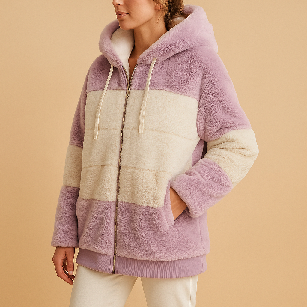 Women’s oversized vintage knitted jacket with side pockets, warm and stylish, available in six vintage-inspired colors.