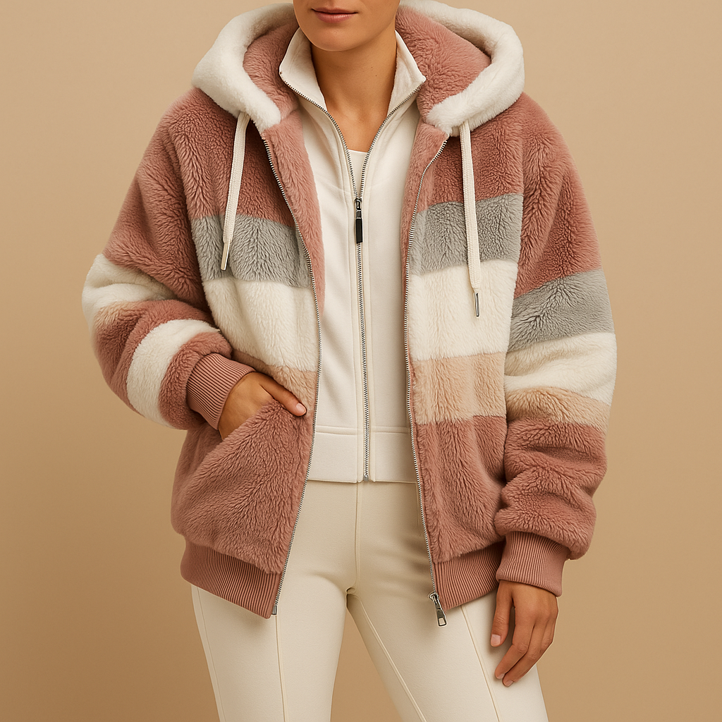 Women’s oversized vintage knitted jacket with side pockets, warm and stylish, available in six vintage-inspired colors.
