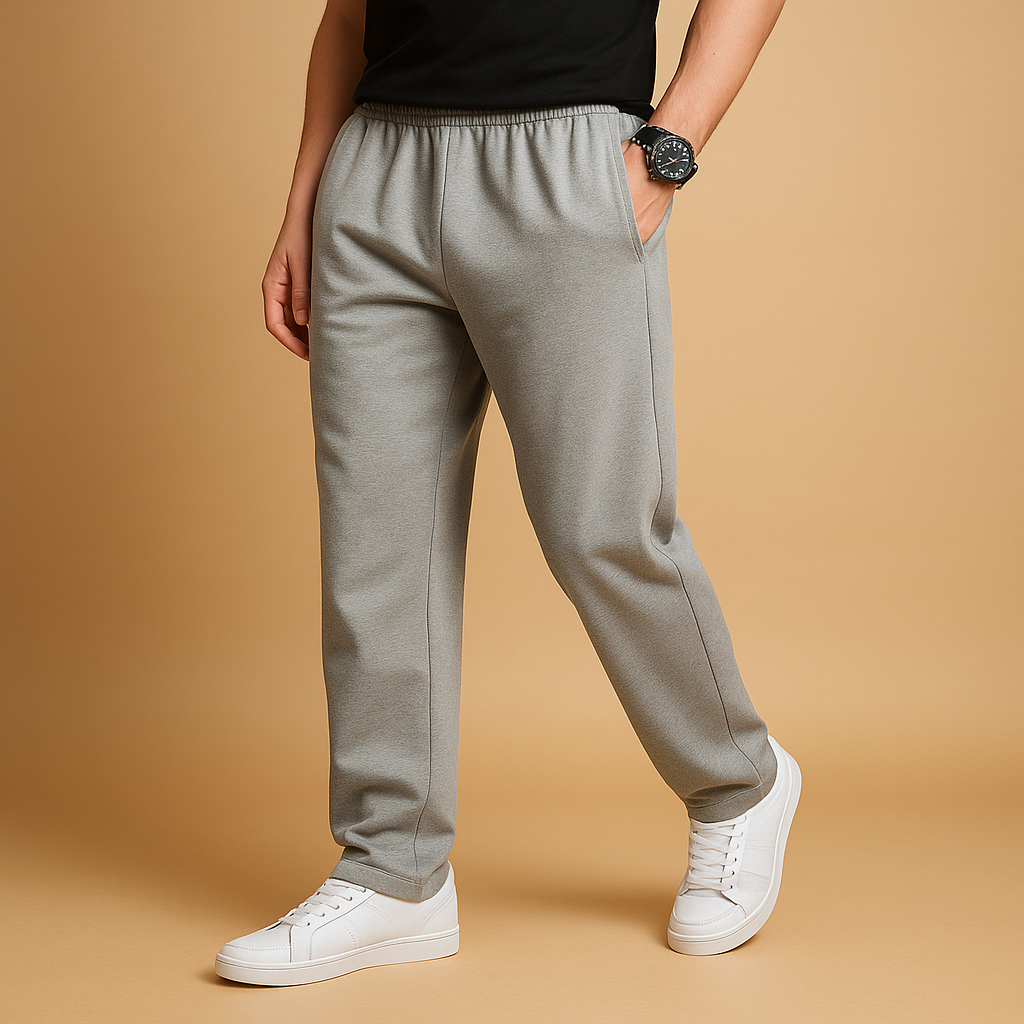 Men’s oversized wide-leg joggers made from soft cotton with adjustable drawstring waistband, ideal for lounging and casual streetwear.