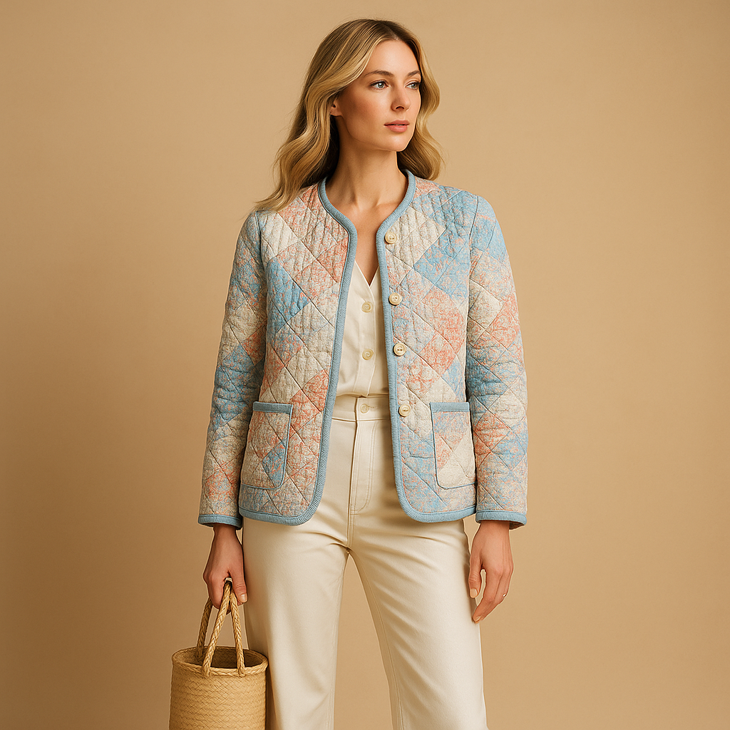 Women’s printed jacket with a slim fit, button closure, and eye-catching patterns, ideal for casual outings and everyday wear.